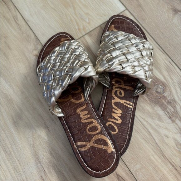 Sam Edelman Shoes - NWOT- SAM EDELMAN-Sandals Griffin Jute MetallicWoven Leather Flats